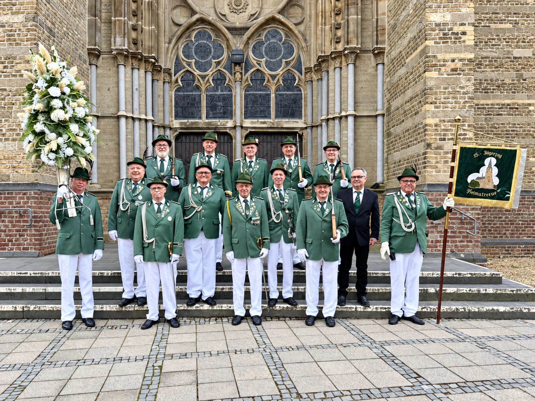 Gruppenaufnahme des 15. Jägerzuges „Heimattreue“.
